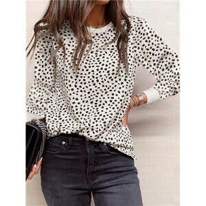 Chiquease 1pc Women's Allover Print Crew Neck Long Sleeve Casual T-Shirt,